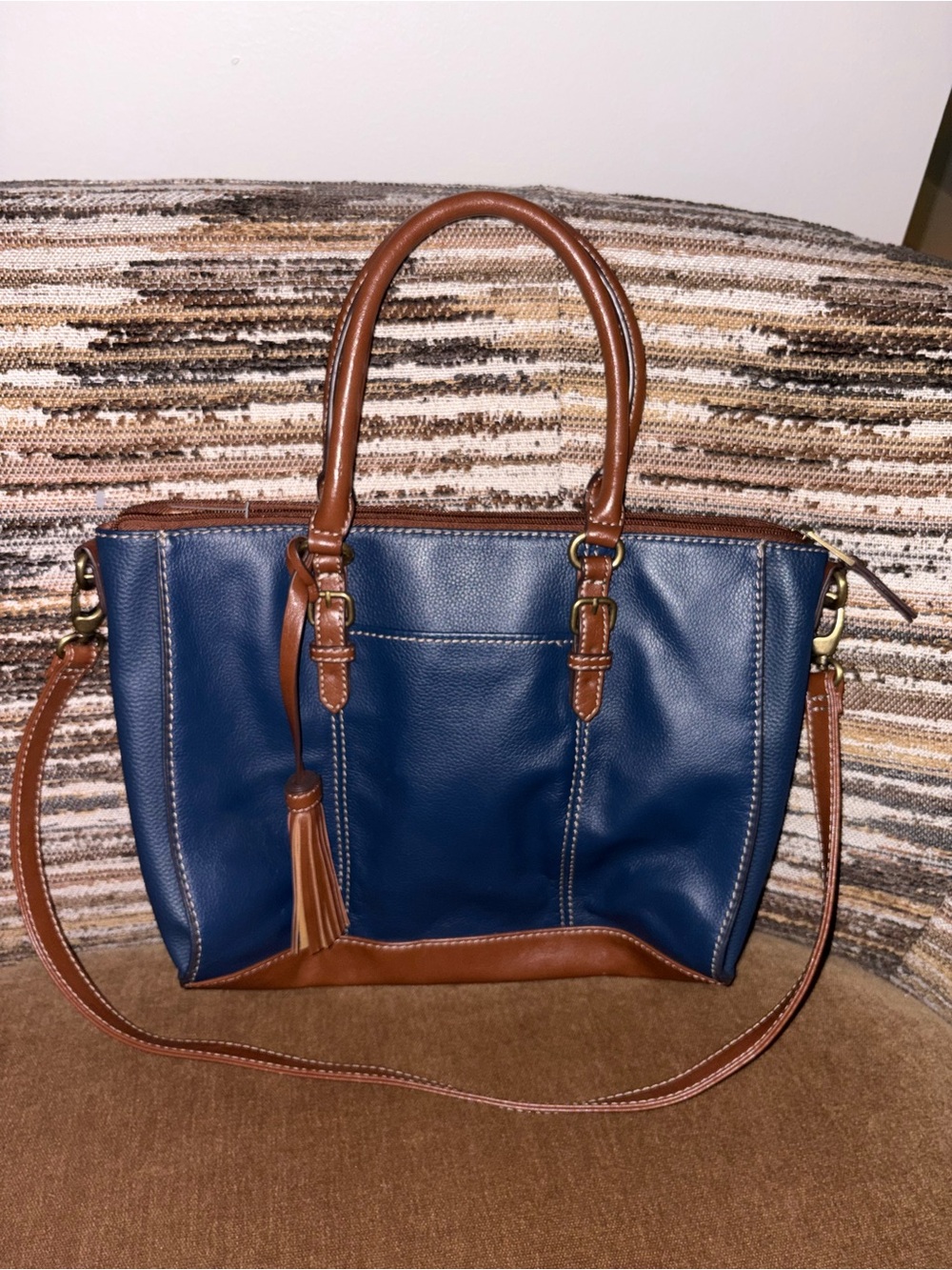 Tignanello Blue and Brown Purse